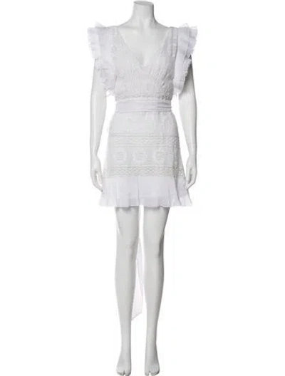 Pre-owned Loveshackfancy V-neck Mini Dress In White