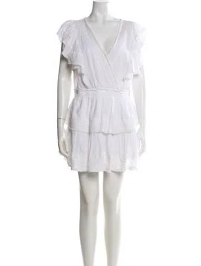 Pre-owned Loveshackfancy V-neck Mini Dress In White