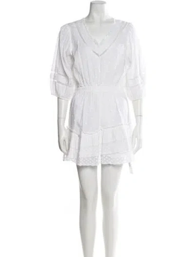 Pre-owned Loveshackfancy V-neck Mini Dress In White