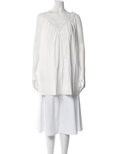 Pre-owned Loveshackfancy V-neck Sleeveless Blouse In White