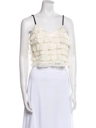 Pre-owned Loveshackfancy V-neck Sleeveless Crop Top W/ Tags In Neutral