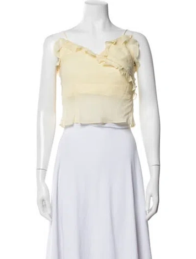 Pre-owned Loveshackfancy V-neck Sleeveless Top In Yellow