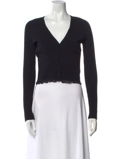 Pre-owned Loveshackfancy V-neck Sweater In Black