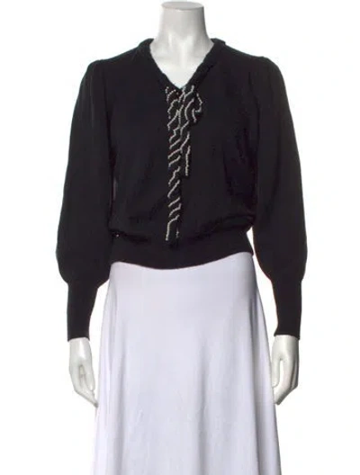 Pre-owned Loveshackfancy V-neck Sweater In Black