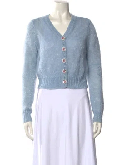Pre-owned Loveshackfancy V-neck Sweater In Blue
