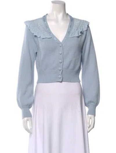 Pre-owned Loveshackfancy V-neck Sweater In Blue