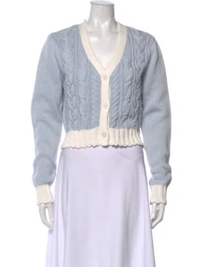 Pre-owned Loveshackfancy V-neck Sweater In Blue/white