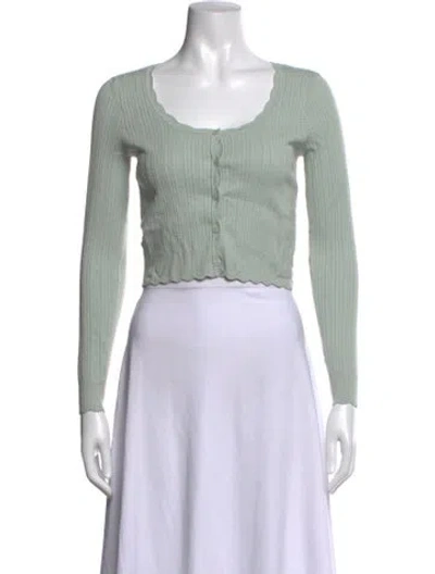 Pre-owned Loveshackfancy V-neck Sweater In Green