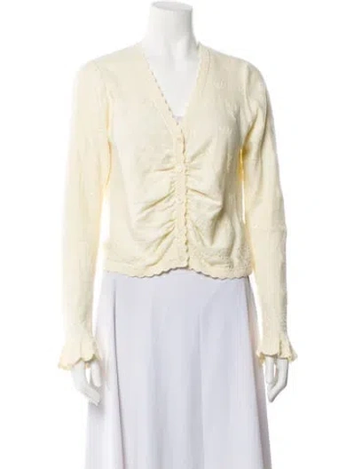 Pre-owned Loveshackfancy V-neck Sweater In Neutral