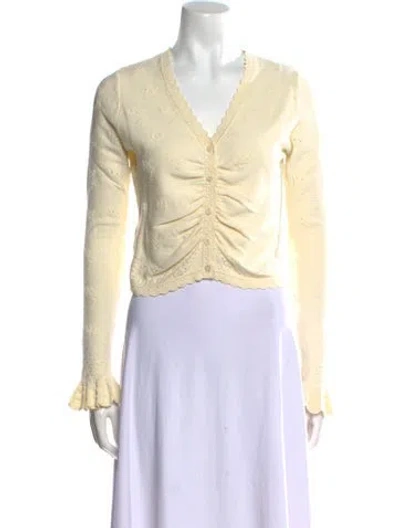 Pre-owned Loveshackfancy V-neck Sweater In Neutral