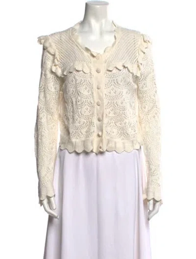 Pre-owned Loveshackfancy V-neck Sweater In Neutral