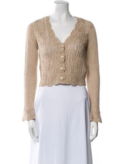 Pre-owned Loveshackfancy V-neck Sweater In Neutral