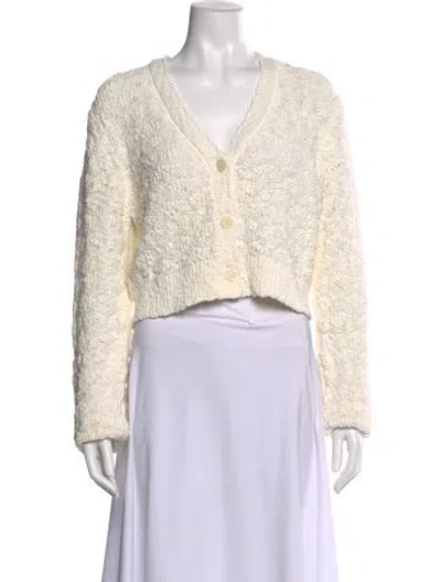 Pre-owned Loveshackfancy V-neck Sweater In Neutral