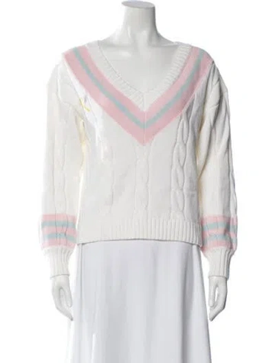 Pre-owned Loveshackfancy V-neck Sweater In Neutral