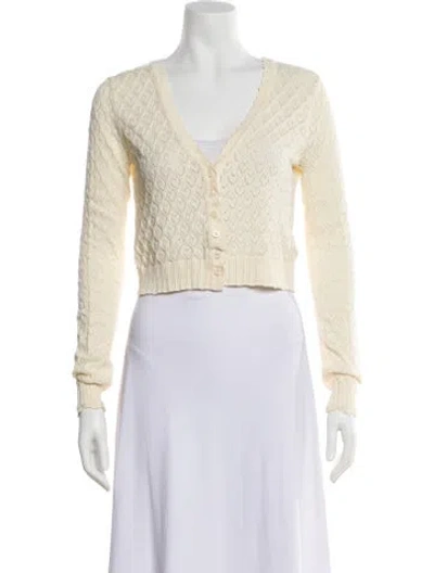 Pre-owned Loveshackfancy V-neck Sweater In Neutral