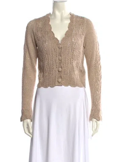 Pre-owned Loveshackfancy V-neck Sweater In Neutral