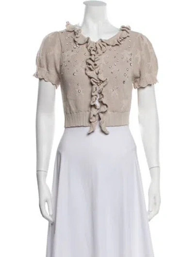 Pre-owned Loveshackfancy V-neck Sweater In Neutrals