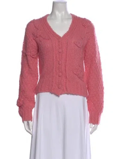 Pre-owned Loveshackfancy V-neck Sweater In Pink