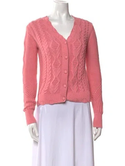Pre-owned Loveshackfancy V-neck Sweater In Pink