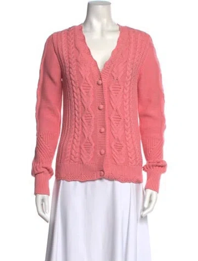 Pre-owned Loveshackfancy V-neck Sweater In Pink