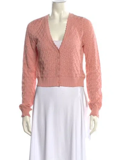 Pre-owned Loveshackfancy V-neck Sweater In Pink