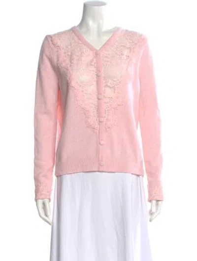 Pre-owned Loveshackfancy V-neck Sweater In Pink