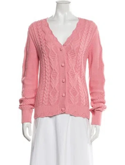 Pre-owned Loveshackfancy V-neck Sweater In Pink