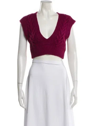 Pre-owned Loveshackfancy V-neck Sweater In Pink