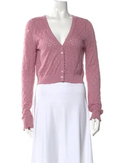 Pre-owned Loveshackfancy V-neck Sweater In Pink