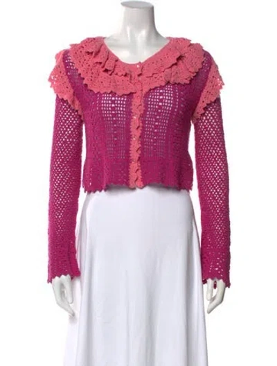Pre-owned Loveshackfancy V-neck Sweater In Pink
