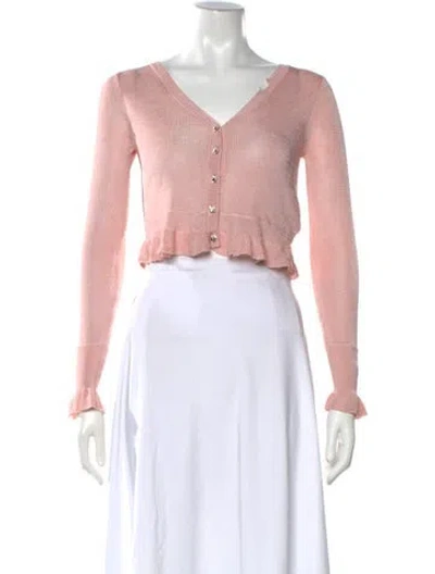 Pre-owned Loveshackfancy V-neck Sweater In Pink