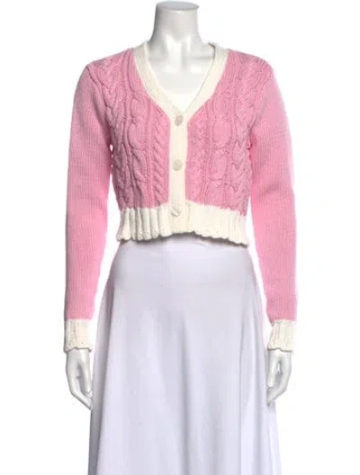 Pre-owned Loveshackfancy V-neck Sweater In Pink