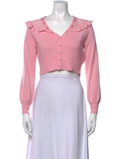 Pre-owned Loveshackfancy V-neck Sweater In Pink