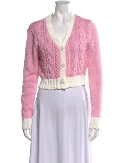 Pre-owned Loveshackfancy V-neck Sweater In Pink