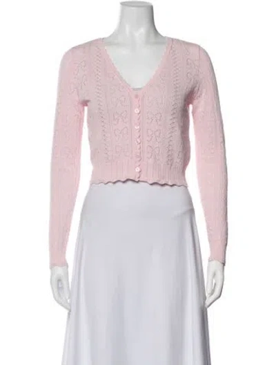 Pre-owned Loveshackfancy V-neck Sweater In Pink