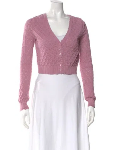 Pre-owned Loveshackfancy V-neck Sweater In Purple