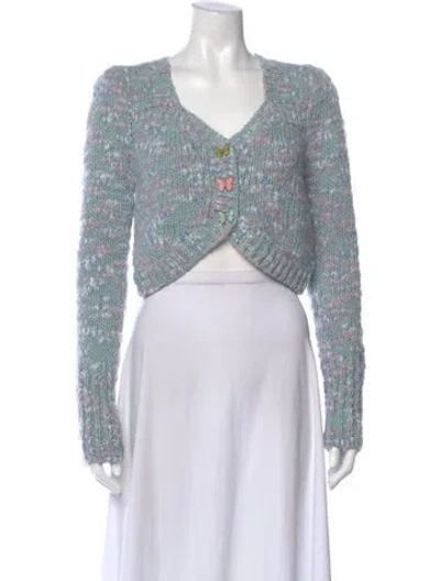 Pre-owned Loveshackfancy V-neck Sweater In Purple