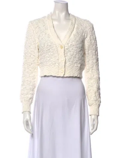 Pre-owned Loveshackfancy V-neck Sweater W/ Tags In Neutrals