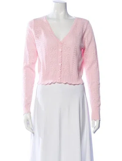 Pre-owned Loveshackfancy V-neck Sweater W/ Tags In Pink