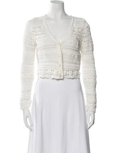 Pre-owned Loveshackfancy V-neck Sweater In White