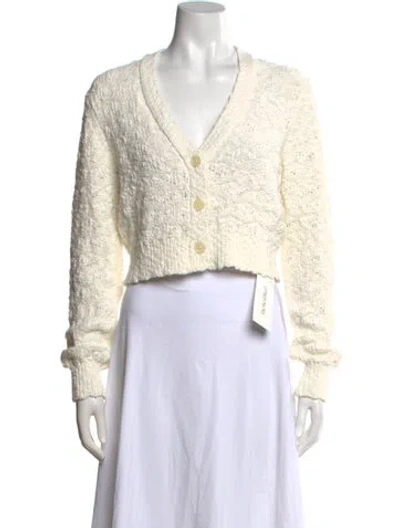 Pre-owned Loveshackfancy V-neck Sweater In White