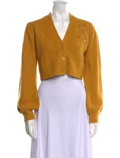 Pre-owned Loveshackfancy V-neck Sweater In Yellow