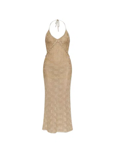 Loveshackfancy Vreya Crochet-knit Midi Dress In Brown