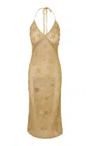 Loveshackfancy Vreya Knitted Midi Dress In Gold