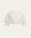 Loveshackfancy Warlow Silk Ruffle Blouse In White