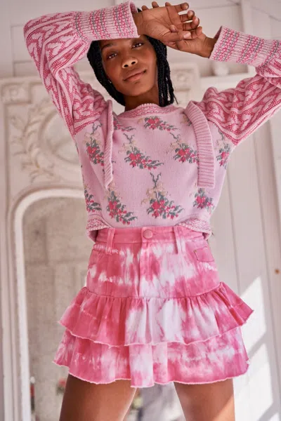 Loveshackfancy Warwick Pullover Blush Pink In Multi