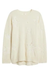 Loveshackfancy Westcott Star Lace Detail Wool & Cashmere Sweater In Neutral
