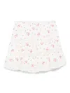 Loveshackfancy Smocked Waist Tiered Mini Skirt With Floral Embroidery In White