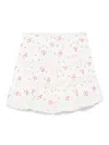 Loveshackfancy Smocked Waist Tiered Mini Skirt With Floral Embroidery In White