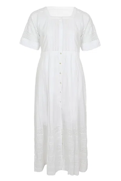 Loveshackfancy White Midi Dress With Sleeves